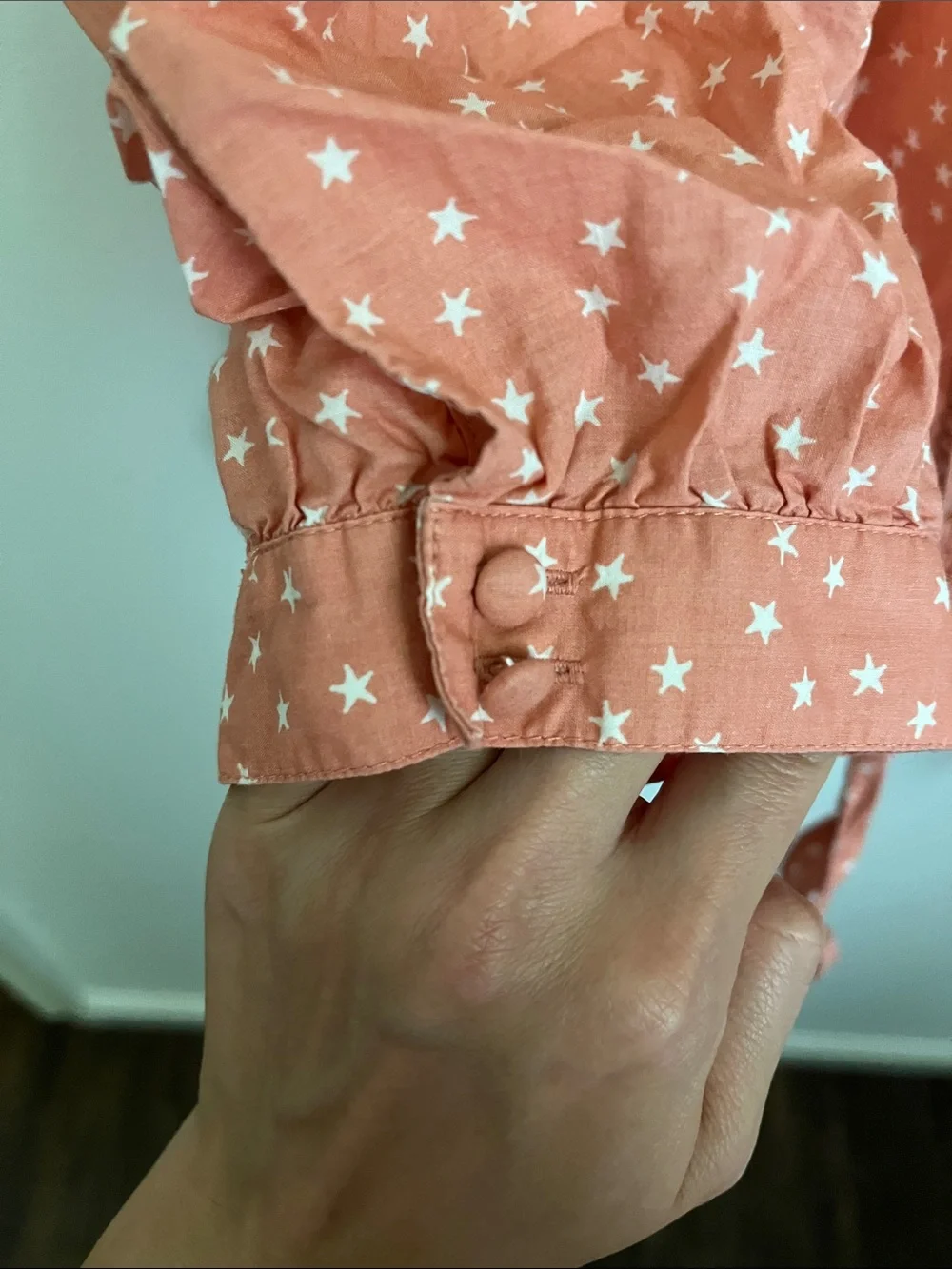 🛍️ 3/$10 Madewell Coral Star-Print Tie-Front Wrap Blouse